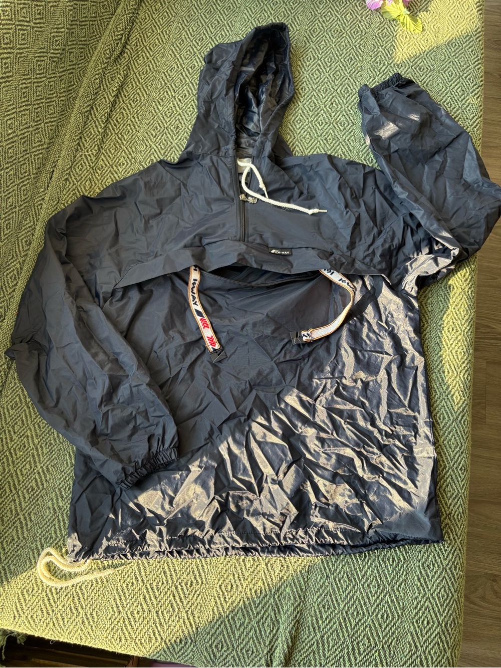 Vintage 90s K-Way Packable Anorak Windbreaker- Navy Blue - Men's S/Women's M
